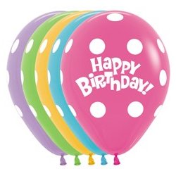 Ballon Polkadot Happy Birthday 12 Inch